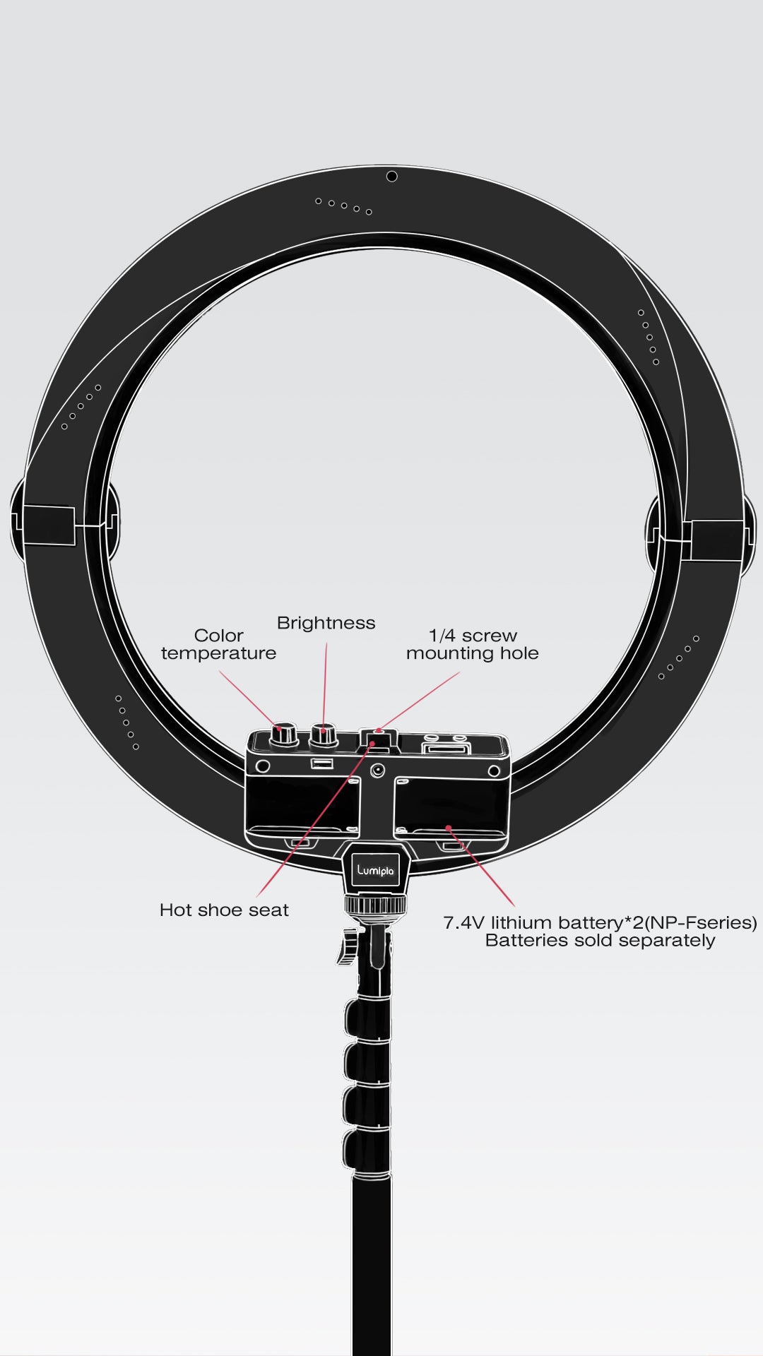 Lumipia 18" LED Ring Light with Stand Professional Lighting