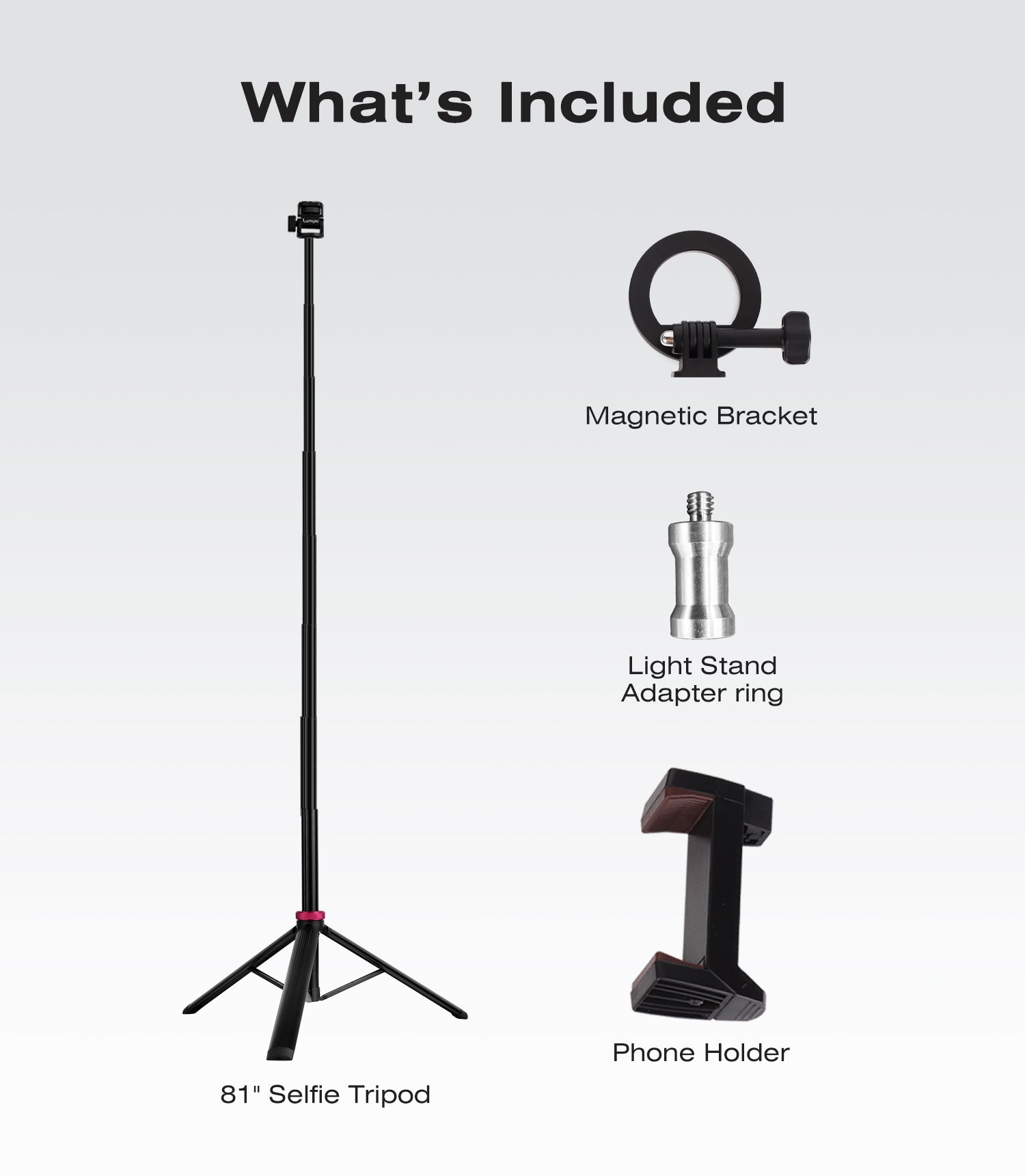 Lumipia Magnetic Selfie Stick Tripod with Adjustable Height