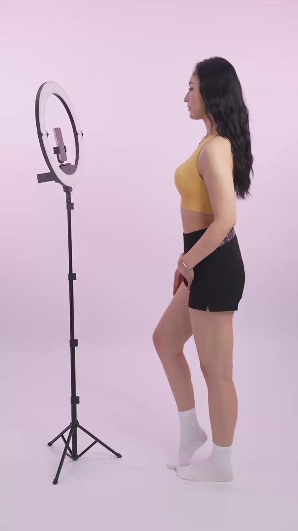 Load video: 2-Pack 18&quot; LED Ring Light with Stand Adjustable Brightness