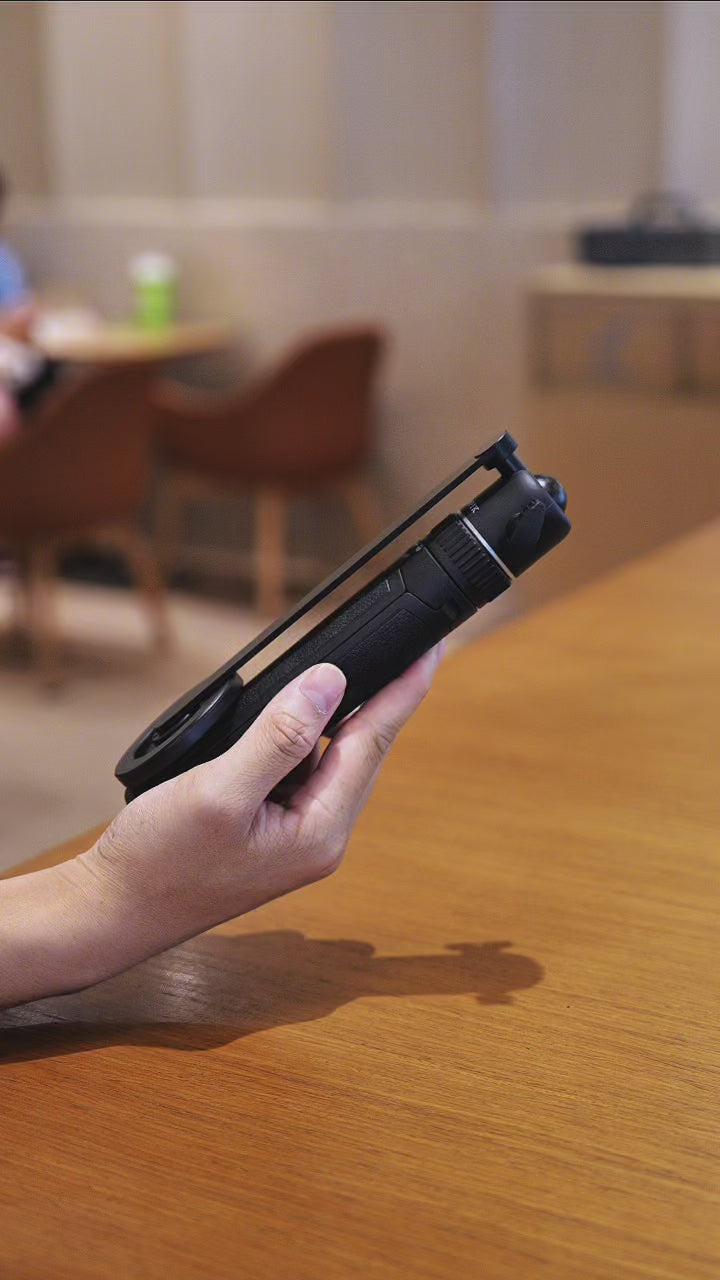Load video: Magsafe Selfie Stick Tripod with Cold Shoe Adjustable-black